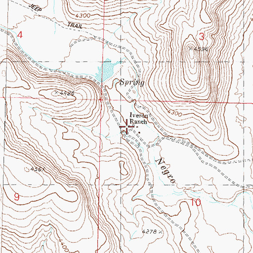 Topographic Map of Iveson Ranch, NV