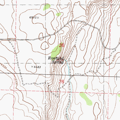 Topographic Map of Rowland Spring, NV