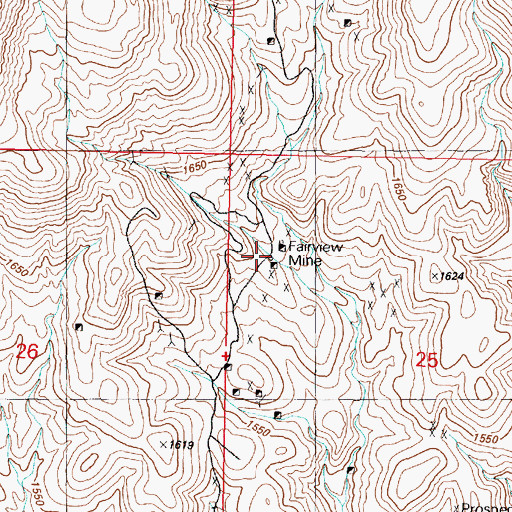 Topographic Map of Fairview Mine, NV