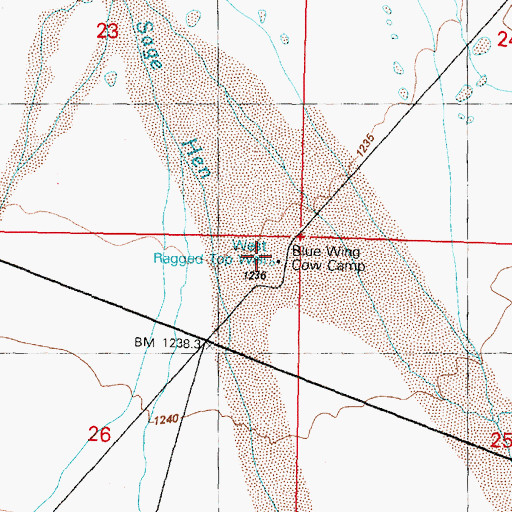 Topographic Map of Blue Wing Cow Camp, NV
