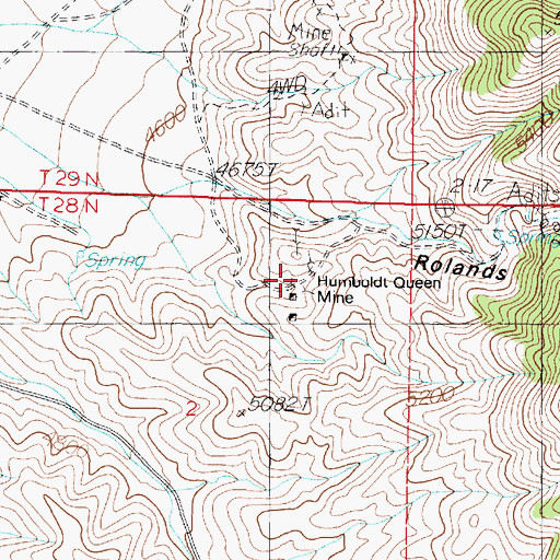 Topographic Map of Humboldt Queen Mine, NV
