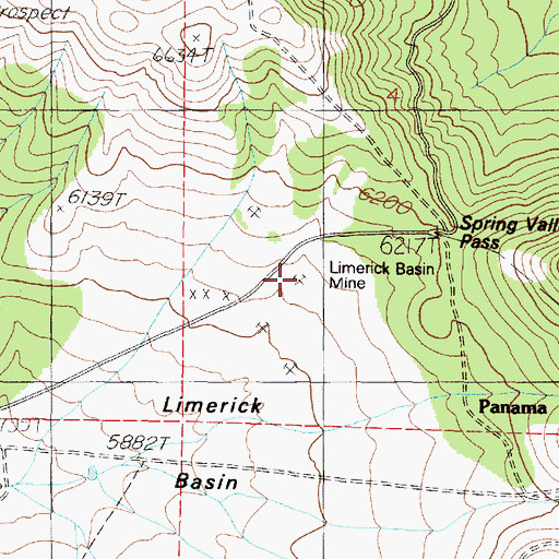 Topographic Map of Limerick Basin Mine, NV