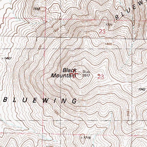 Topographic Map of Black Mountain, NV