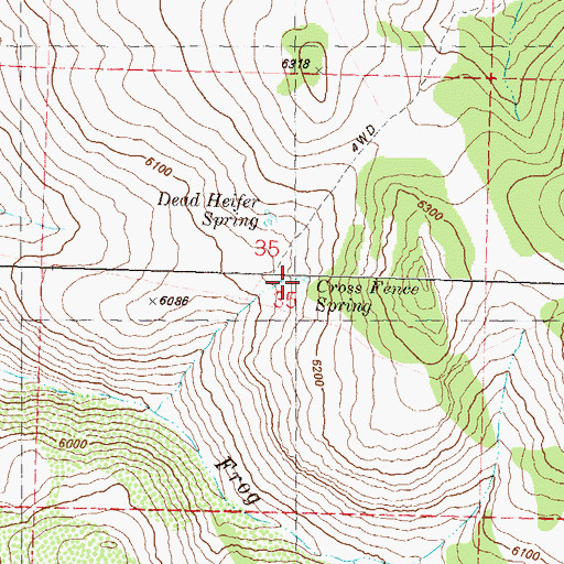 Topographic Map of Cross Fence Spring, NV