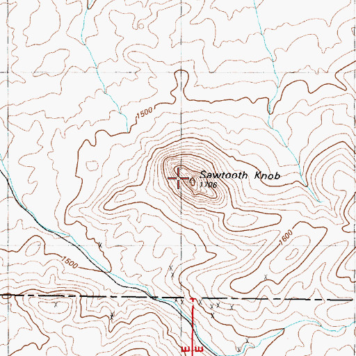 Topographic Map of Sawtooth Knob, NV