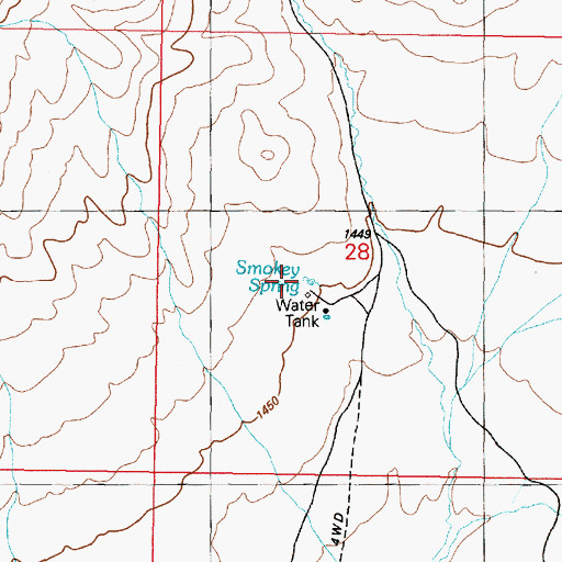 Topographic Map of Smokey Spring, NV