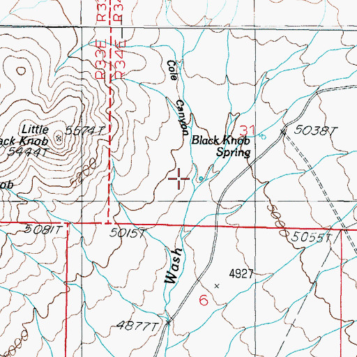 Topographic Map of Cole Canyon, NV