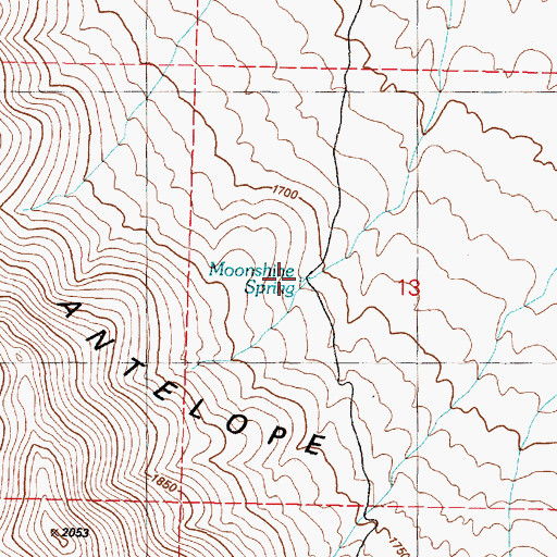 Topographic Map of Moonshine Spring, NV