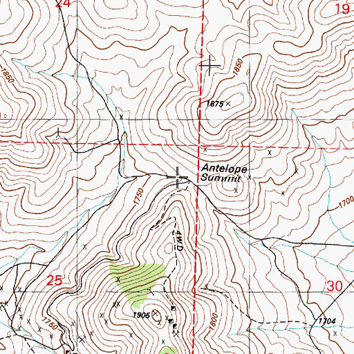 Topographic Map of Antelope Summit, NV
