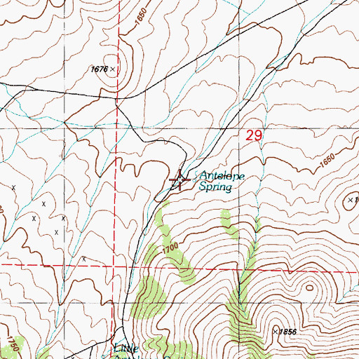 Topographic Map of Antelope Spring, NV
