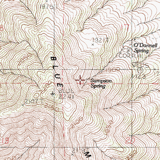 Topographic Map of Sampson Spring, NV