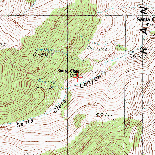 Topographic Map of Santa Clara Mine, NV