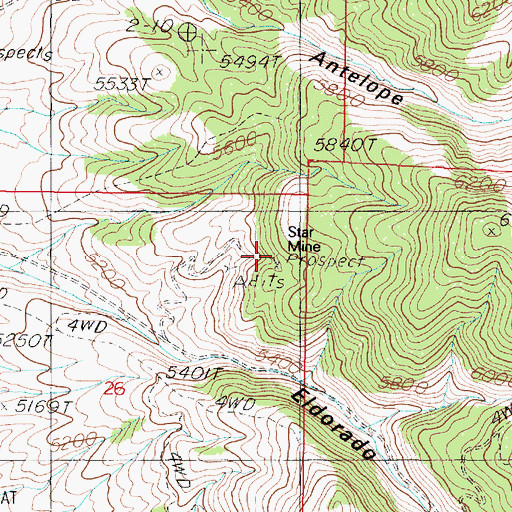 Topographic Map of Star Mine, NV
