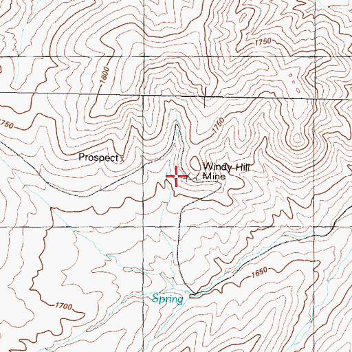 Topographic Map of Windy Hill Mine, NV