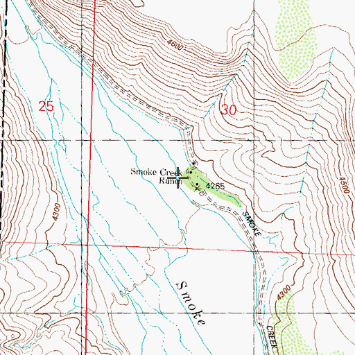 Topographic Map of Smoke Creek Ranch, NV
