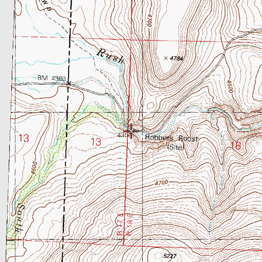 Topographic Map of Robbers Roost (historical), NV