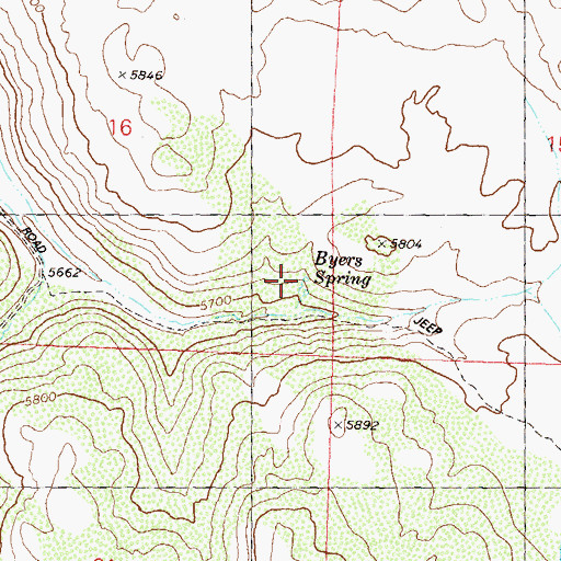 Topographic Map of Byers Spring, NV