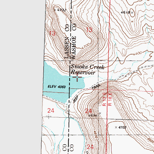 Topographic Map of East Fork Smoke Creek, NV