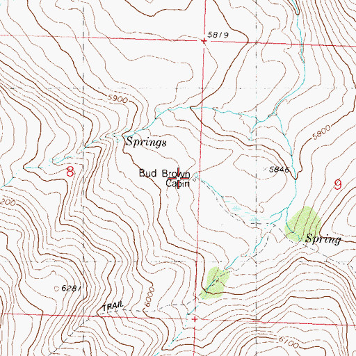 Topographic Map of Bud Brown Cabin, NV