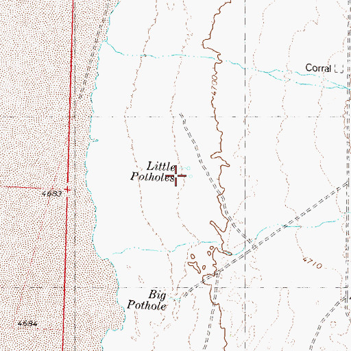 Topographic Map of Little Potholes, NV
