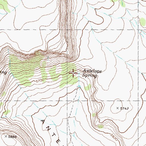 Topographic Map of Antelope Spring, NV