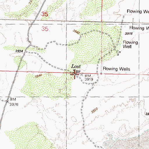 Topographic Map of Lost Spring, NV
