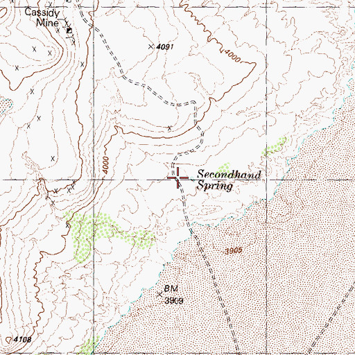 Topographic Map of Secondhand Spring, NV