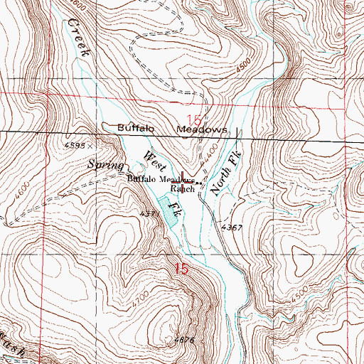 Topographic Map of Buffalo Meadows Ranch, NV