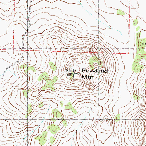 Topographic Map of Rowland Mountain, NV