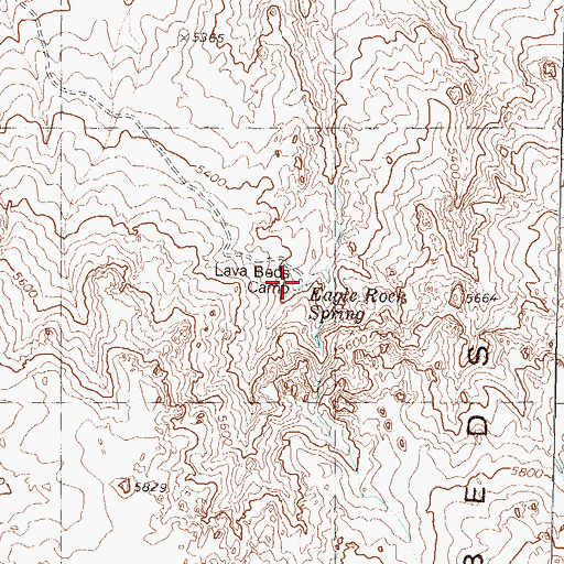 Topographic Map of Lava Beds Camp, NV