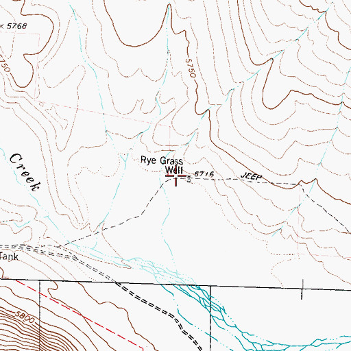 Topographic Map of Rye Grass Well, NV