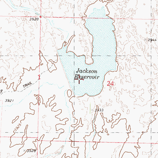 Topographic Map of Jackson Reservoir, NV