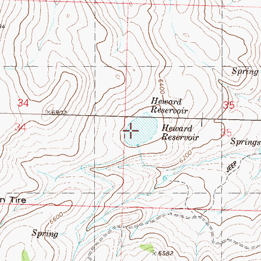 Topographic Map of Heward Reservoir, NV
