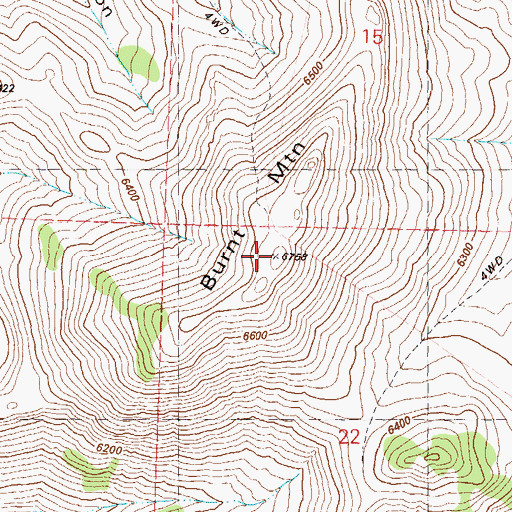 Topographic Map of Burnt Mountain, NV