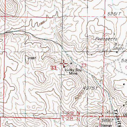 Topographic Map of Lucky Boy Mine, NV