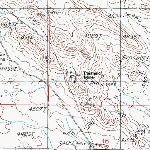 Topographic Map of Pershing Mine, NV