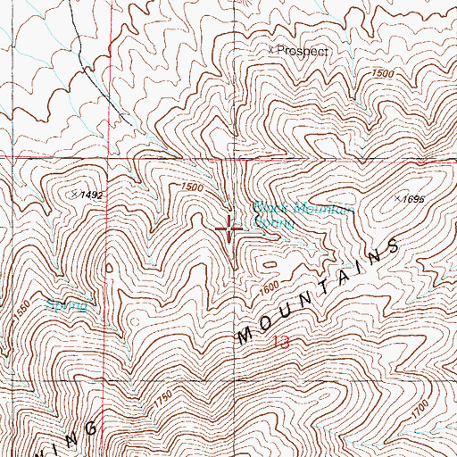 Topographic Map of Black Mountain Spring, NV