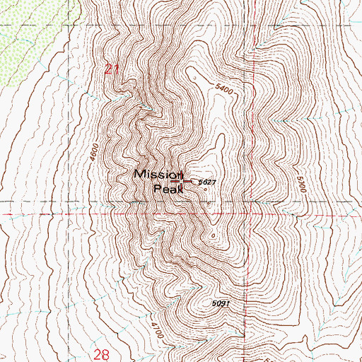 Topographic Map of Mission Peak, NV