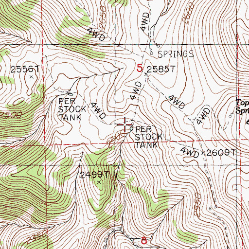 Topographic Map of Taylor Spring Number Three, NV