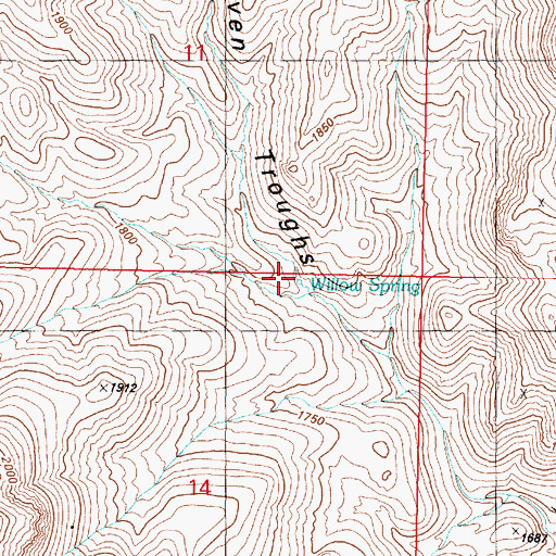 Topographic Map of Willow Spring, NV