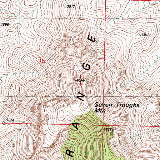 Topographic Map of Seven Troughs Mountain, NV