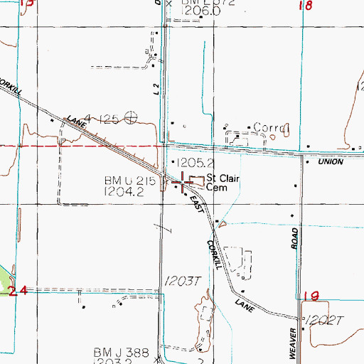 Topographic Map of Saint Clair Cemetery, NV