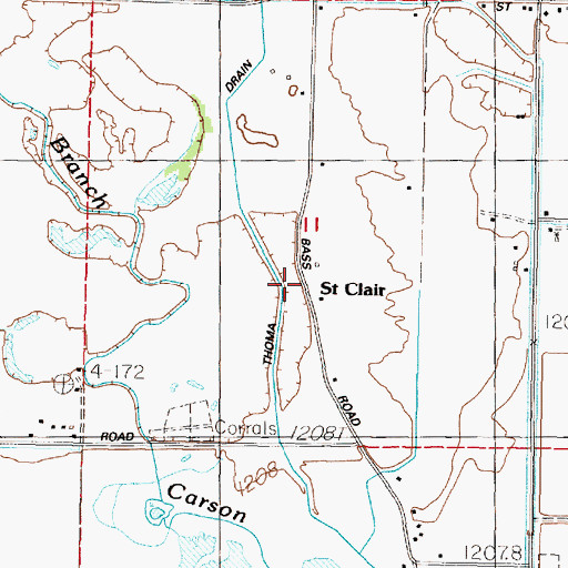 Topographic Map of Saint Clair, NV