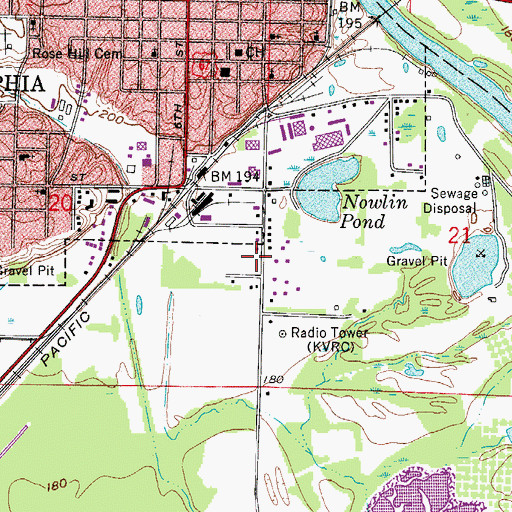 Topographic Map of KVRC-AM (Arkadelphia), AR