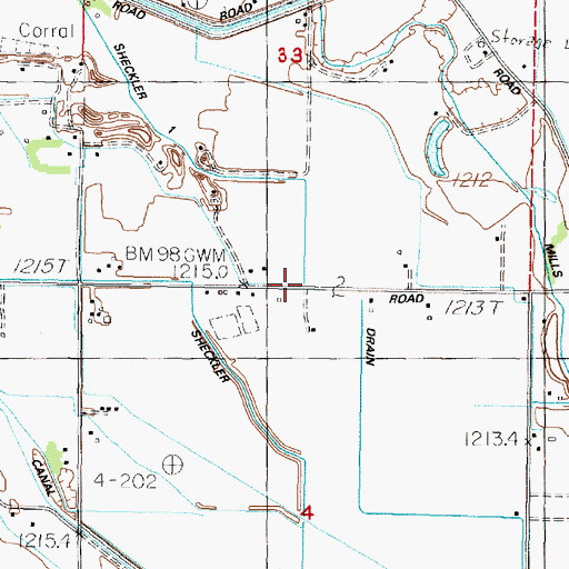 Topographic Map of Sheckler 1 Drain, NV