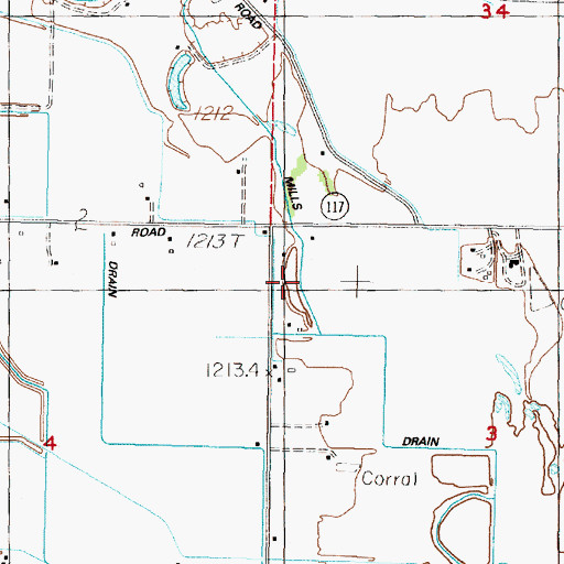 Topographic Map of Mills Drain, NV