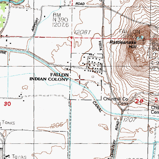 Topographic Map of Fallon Paiute-Shoshone Colony, NV