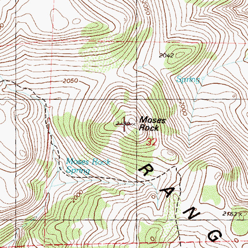 Topographic Map of Moses Rock, NV