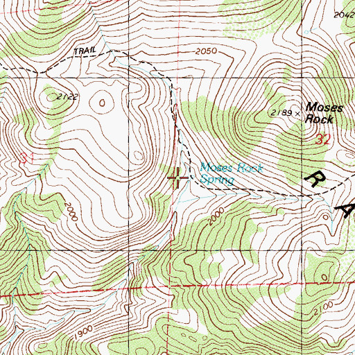 Topographic Map of Moses Rock Spring, NV