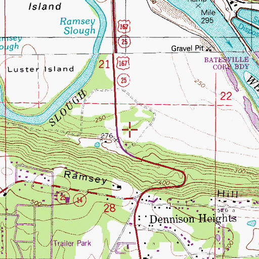 Topographic Map of KAAB-AM (Batesville), AR